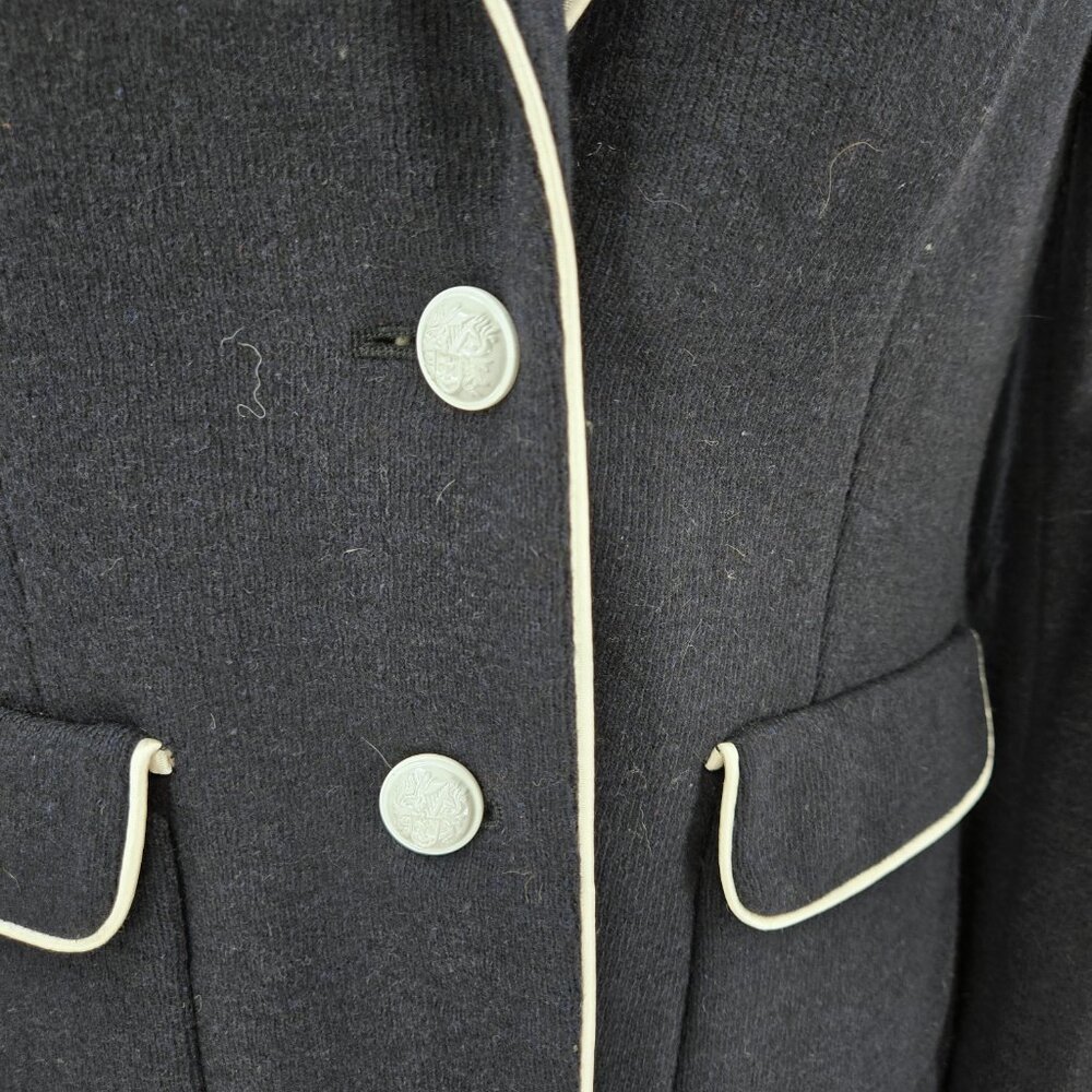 Banana Republic Italian Wool Blend Rowing Blazer Navy White 10 - Picture 4 of 5